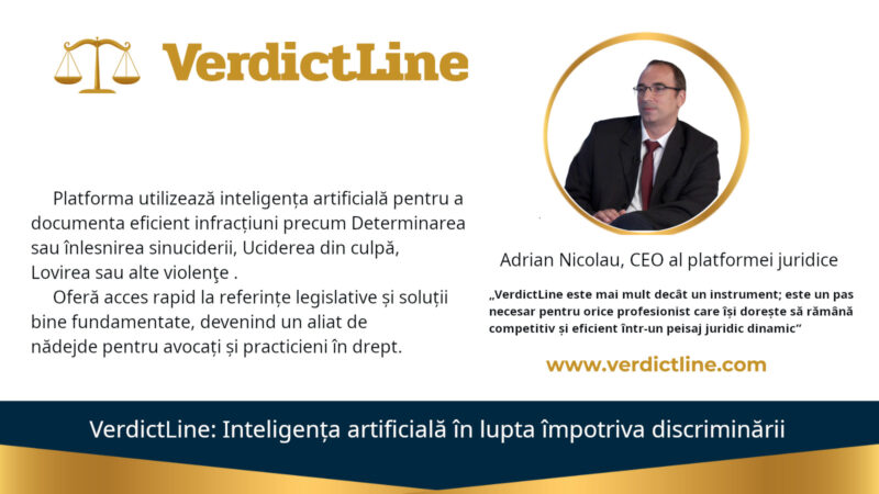 Adrian Nicolau, CEO al platformei juridice VerdictLine.com, prezintă soluții inovatoare pentru documentarea infracțiunilor precum Determinarea sau înlesnirea sinuciderii, Uciderea din culpă, și Lovirea sau alte violenţe cu ajutorul inteligenței artificiale. VerdictLine.com oferă avocaților și practicienilor acces rapid la referințe legislative și jurisprudențiale, facilitând analiza detaliată a spețelor penale din România.